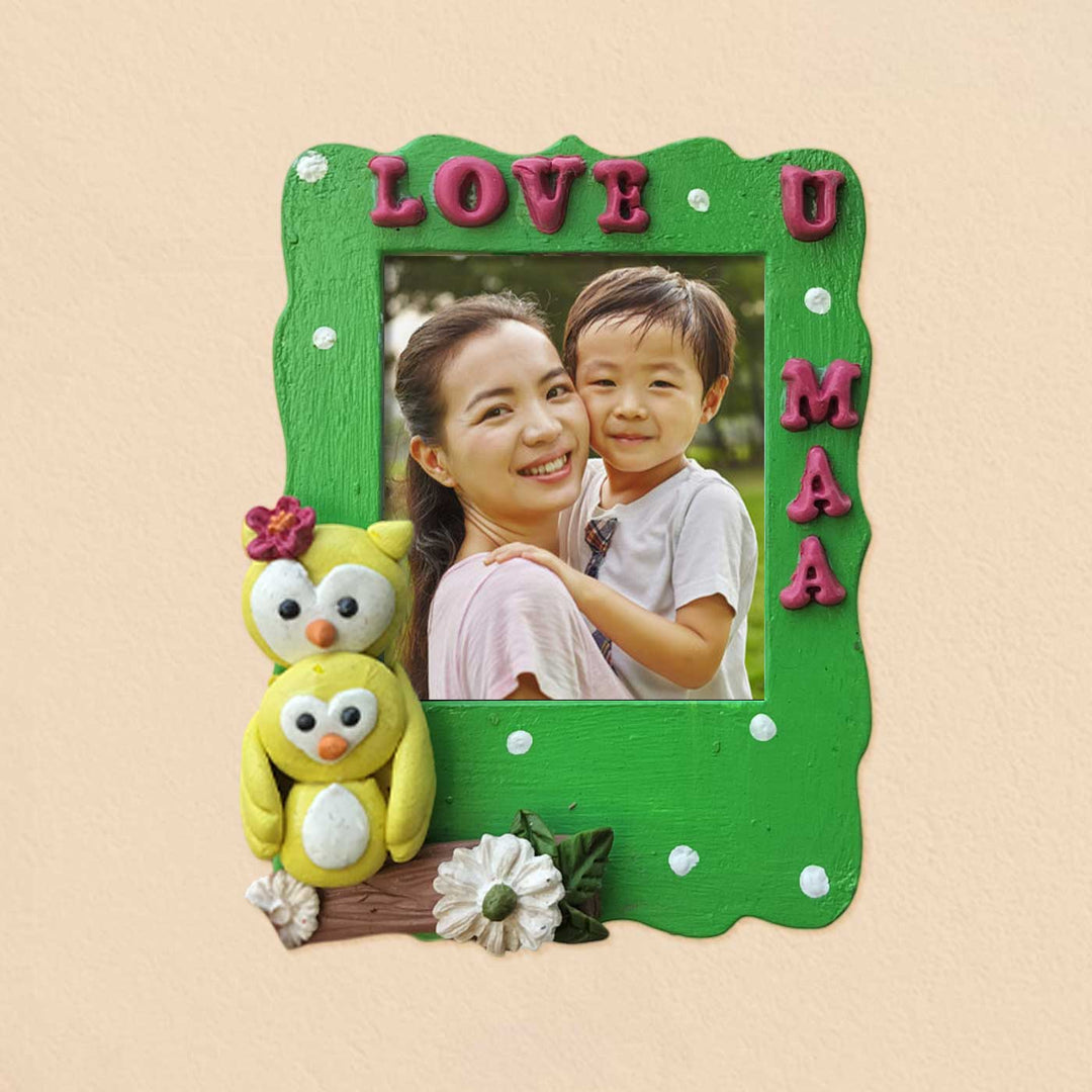 Handcrafted "Love You Maa" MDF & Cold Porcelain Clay Fridge Magnet