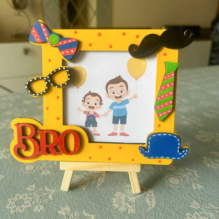 Hand-Painted "Bro" Theme Wooden Photo Frame For Brother