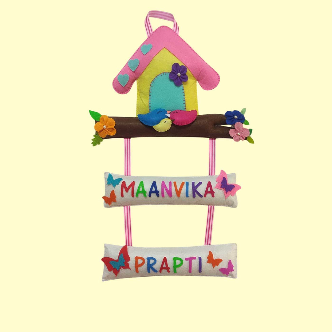 Personalized Handmade Tree House Felt Name Plate - Hanging Personalized Name Display