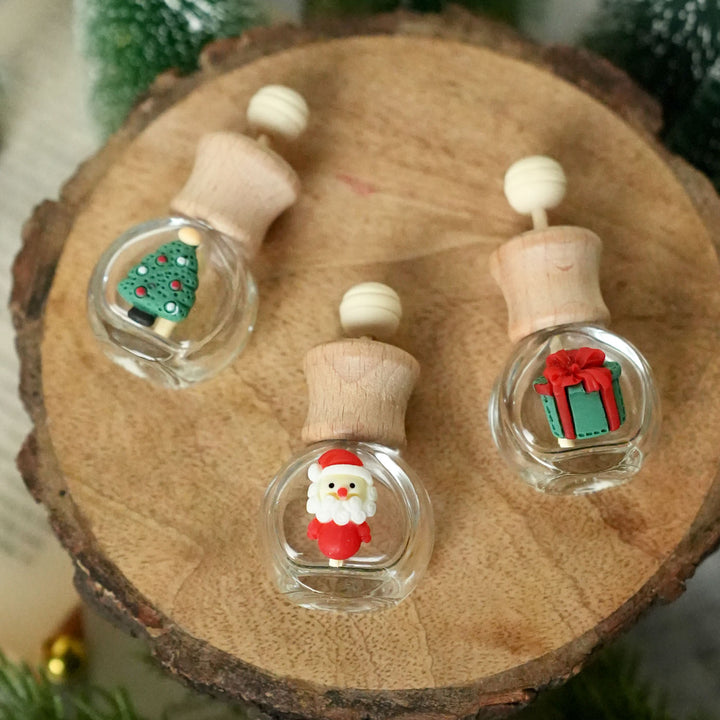 Handmade Glass And Wood Christmas Car Diffuser With Fragrance Oil