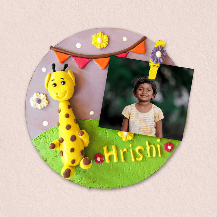 Photo Personalized 3D Giraffe Theme MDF & Cold Porcelain Clay Fridge Magnet