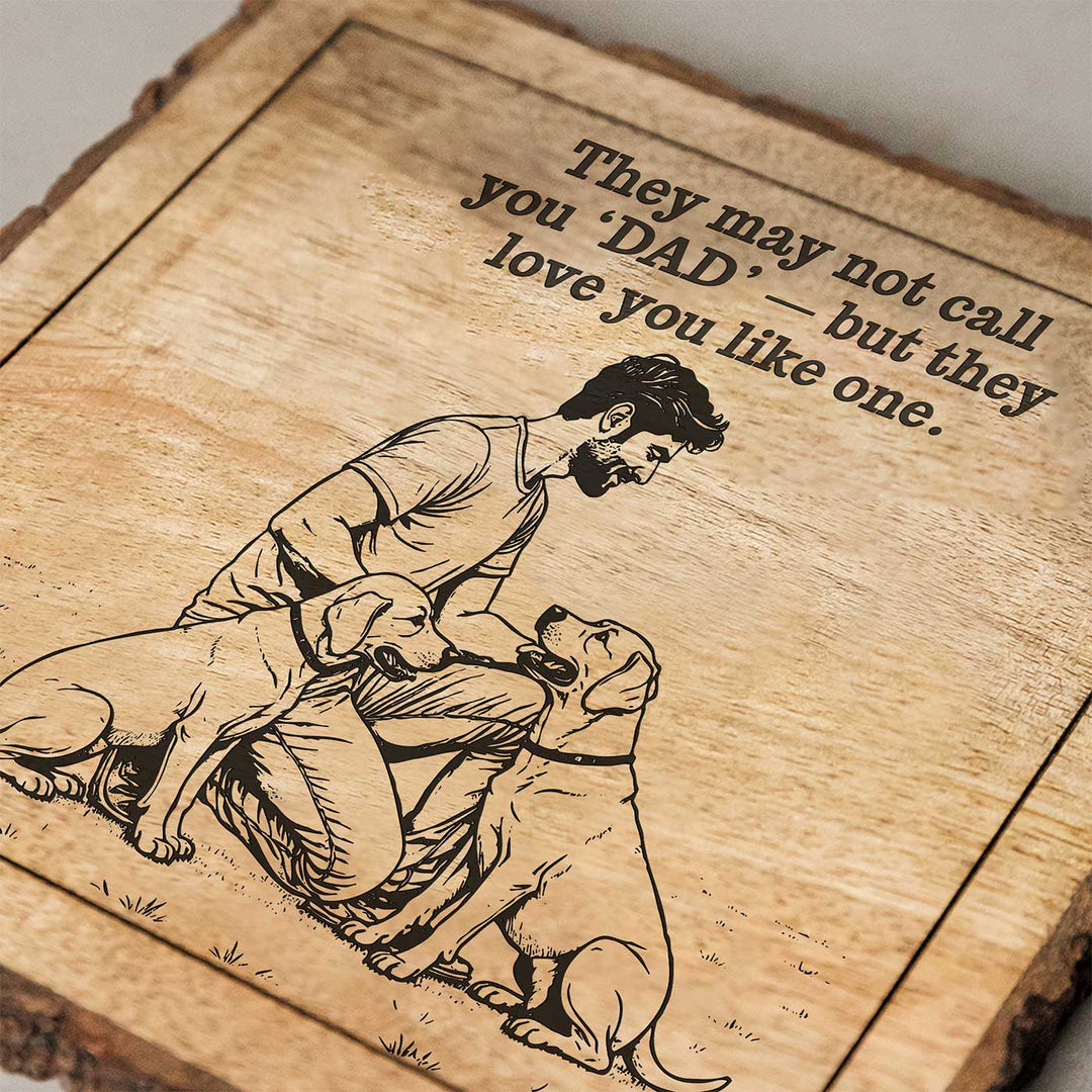 Personalized Hand Carved Engraved Pet Dad Theme Wooden Decorative Plaque