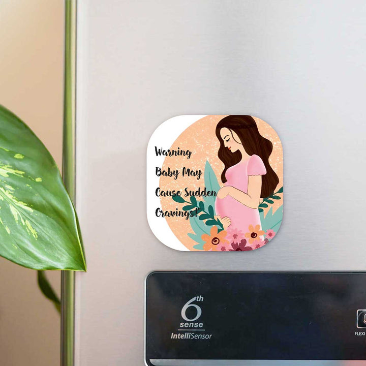 Hand-Painted Cravings Theme MDF Wood Fridge Magnet For Mom To Be
