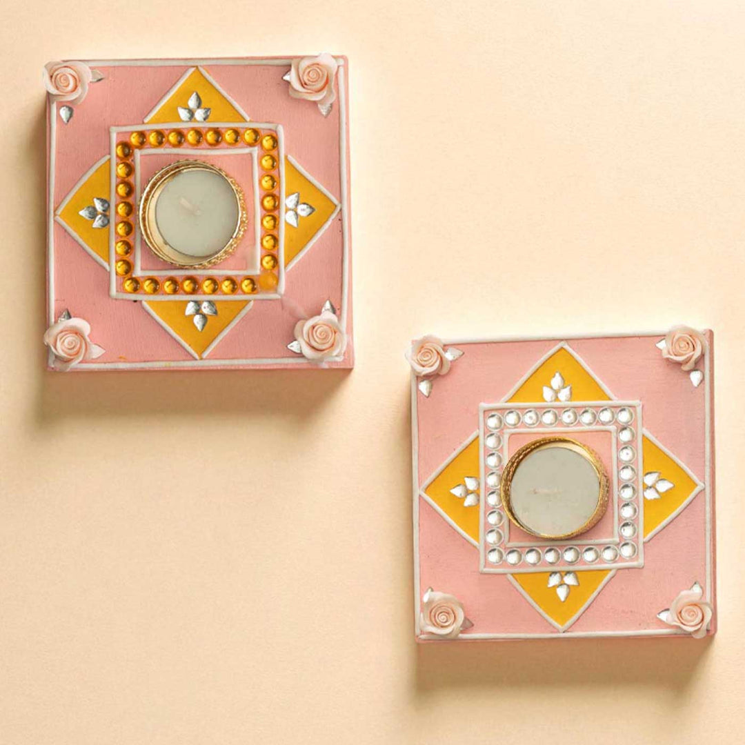 Set of 2 | Handmade Siddhi Jyoti Wooden Tealight Holder