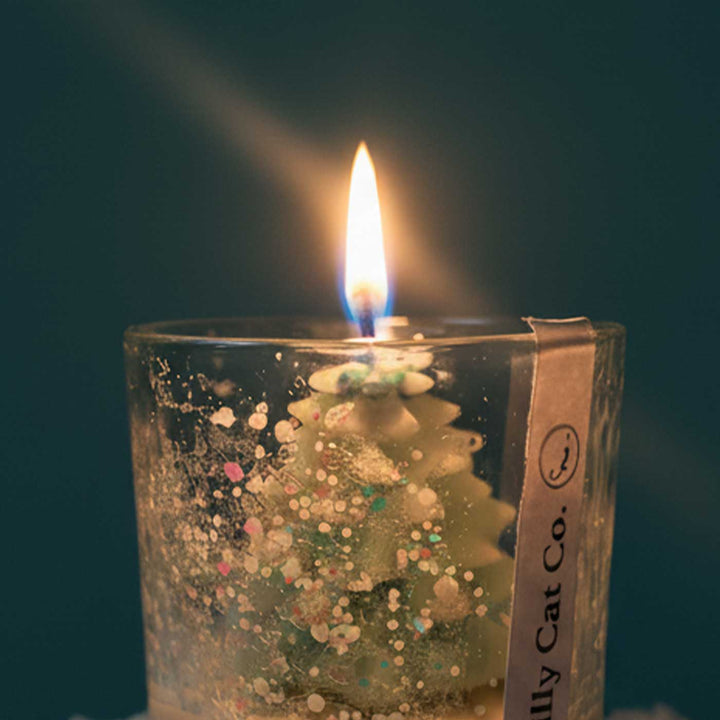 Handmade Xmas Tree Wax Candle With Jar For Christmas Decoration