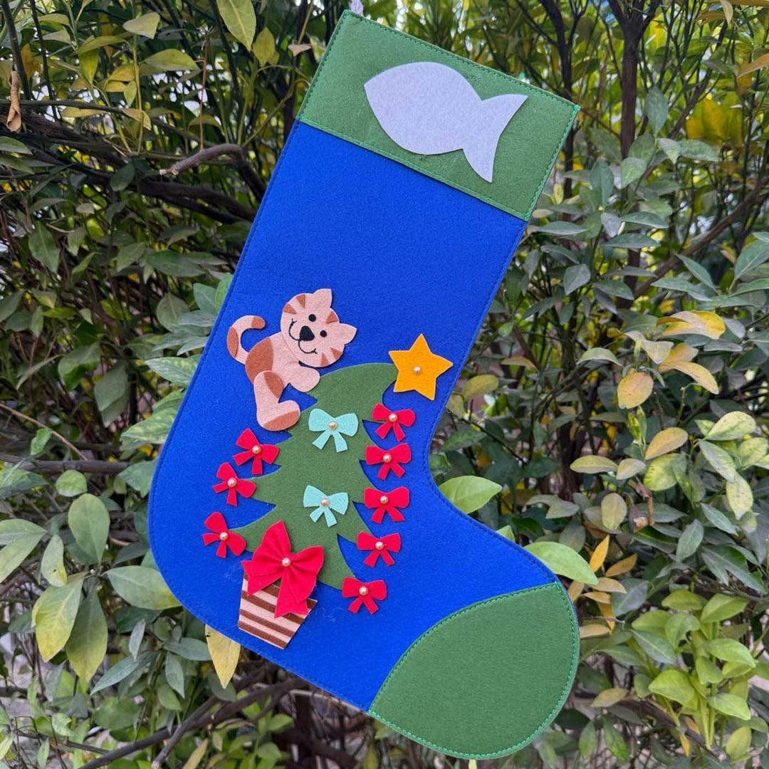 2 Pc | Personalized Handmade Pawsome Felt Stocking And Hanging