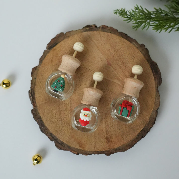 Handmade Glass And Wood Christmas Car Diffuser With Fragrance Oil