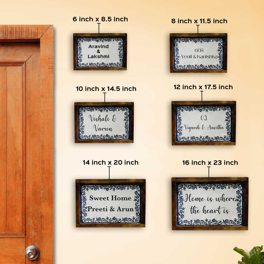 Azure Bloom Vintage Personalized Resin Wooden Frame Name Plate