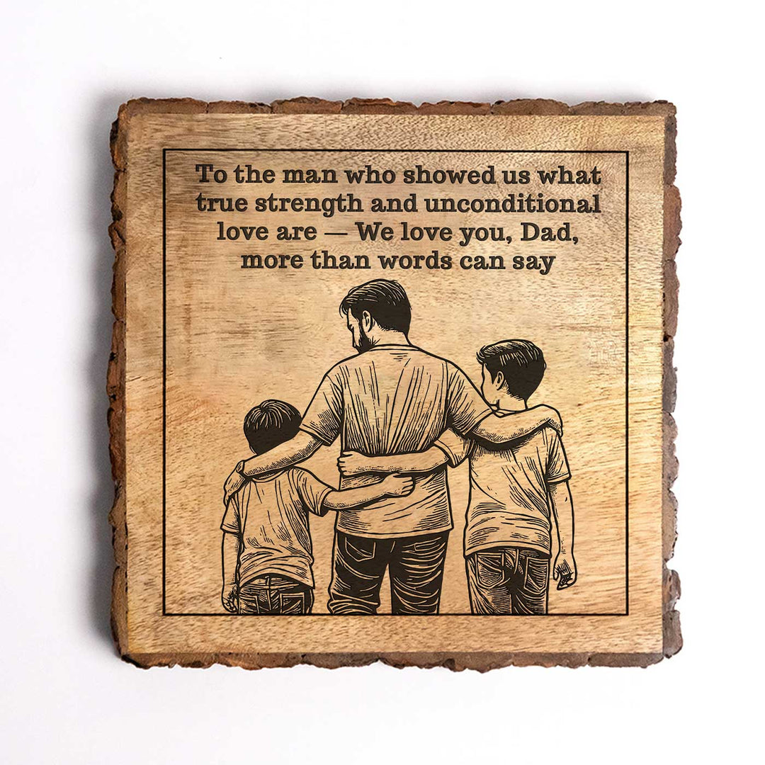 Personalized Hand Carved Engraved Dad And Children Theme Wooden Decorative Plaque