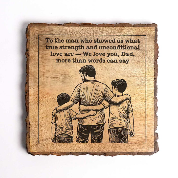 Personalized Hand Carved Engraved Dad And Children Theme Wooden Decorative Plaque