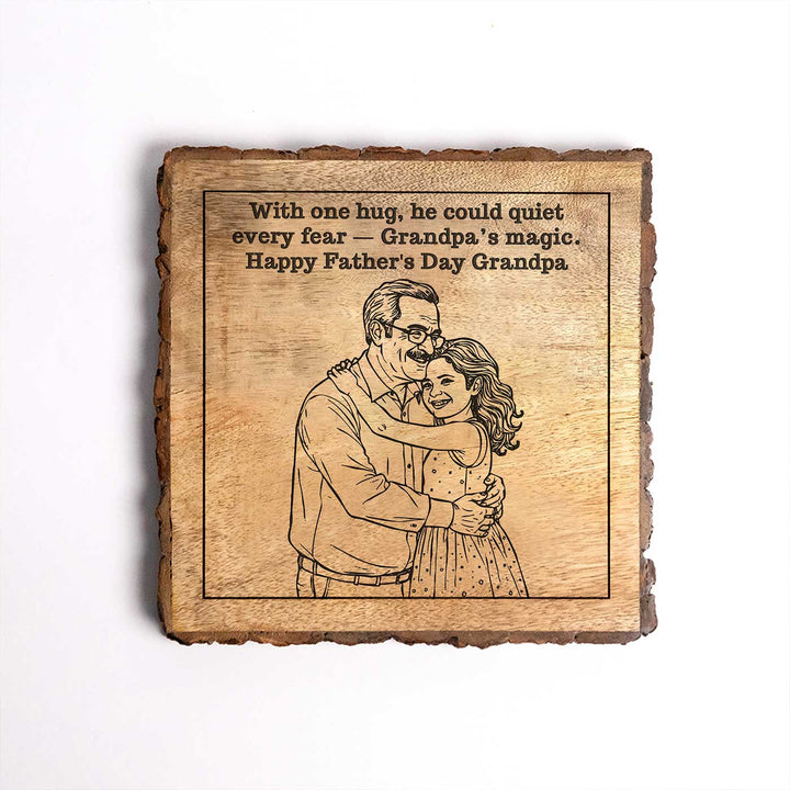 Personalized Hand Carved Engraved Grandpa And Child Theme Wooden Decorative Plaque