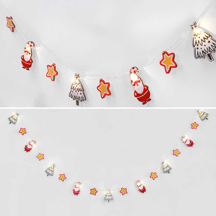 3 m, 14 Bulbs | Decorative Pine Wood Santa & Christmas Tree LED Fairy Light