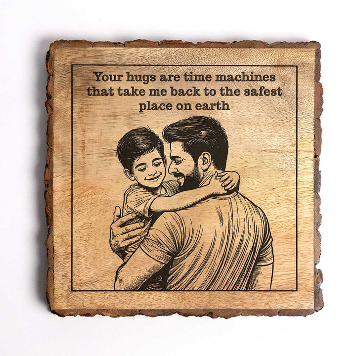 Personalized Hand Carved Engraved Dad And Son Theme Wooden Decorative Plaque