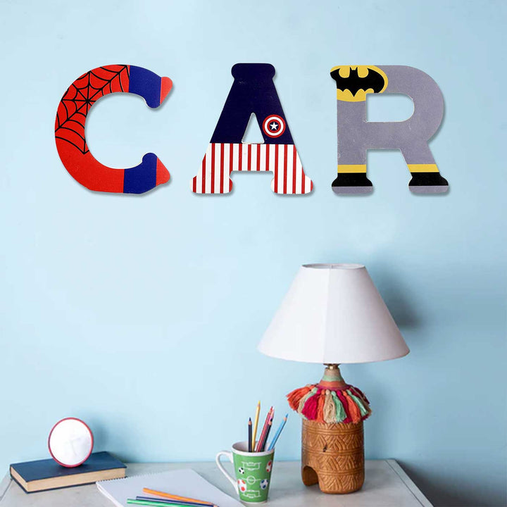 Handmade Captain America Theme MDF Wood 3D Wall Letter For Kids - A
