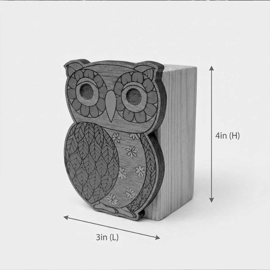 Hand-Painted Owl Wooden Cube Test Tube Planter For Desk Decor