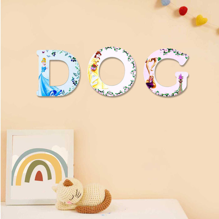 Handmade Yellow Princess Theme MDF Wood 3D Wall Letter For Kids - U