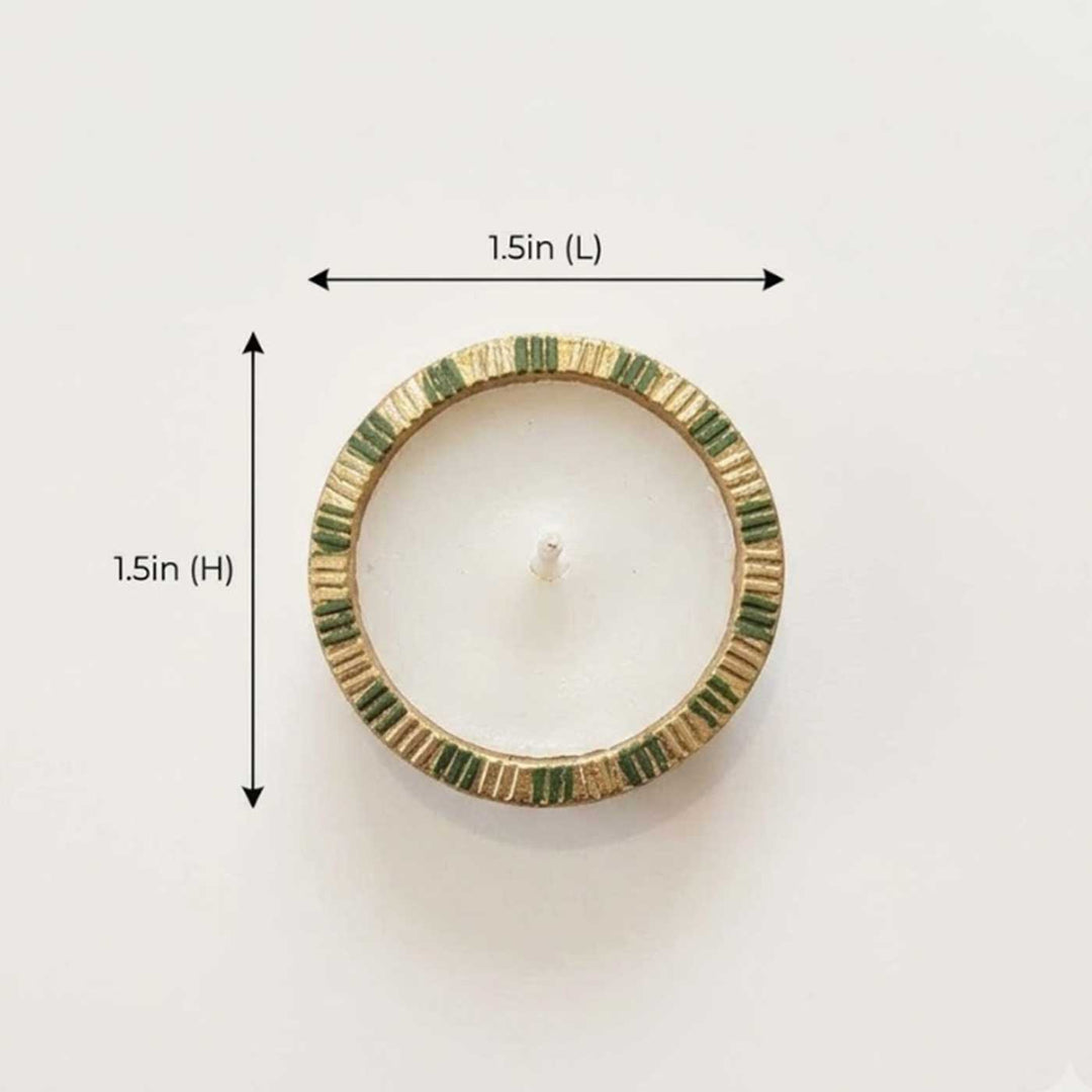 10 pc | Hand-Painted Round Terracotta Tealight Diya For Festive Decor