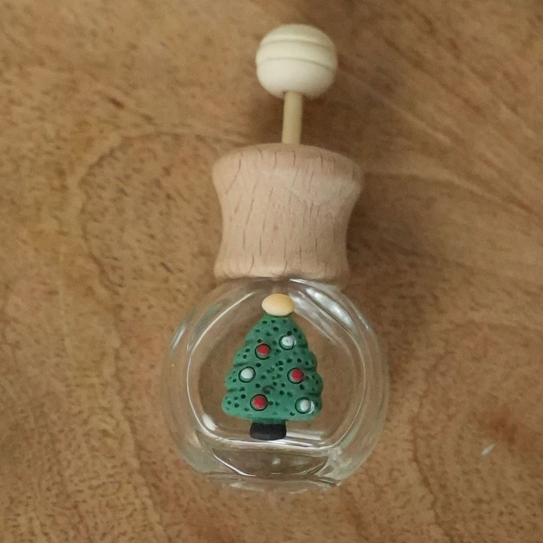Handmade Glass And Wood Christmas Car Diffuser With Fragrance Oil