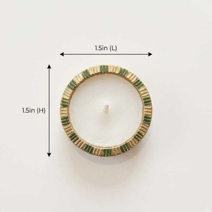 4 pc | Hand-Painted Round Terracotta Tealight Diya For Festive Decor