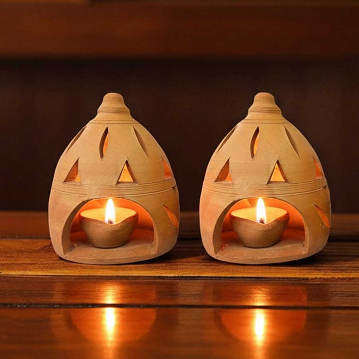 Set Of 2 | Handmade Terracottta Night Light