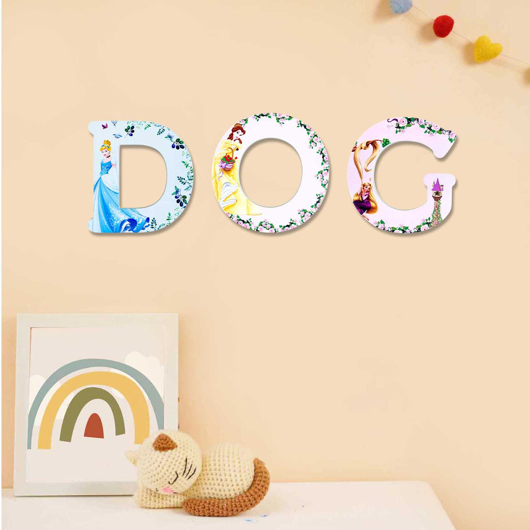 Handmade Yellow Princess Theme MDF Wood 3D Wall Letter For Kids - E