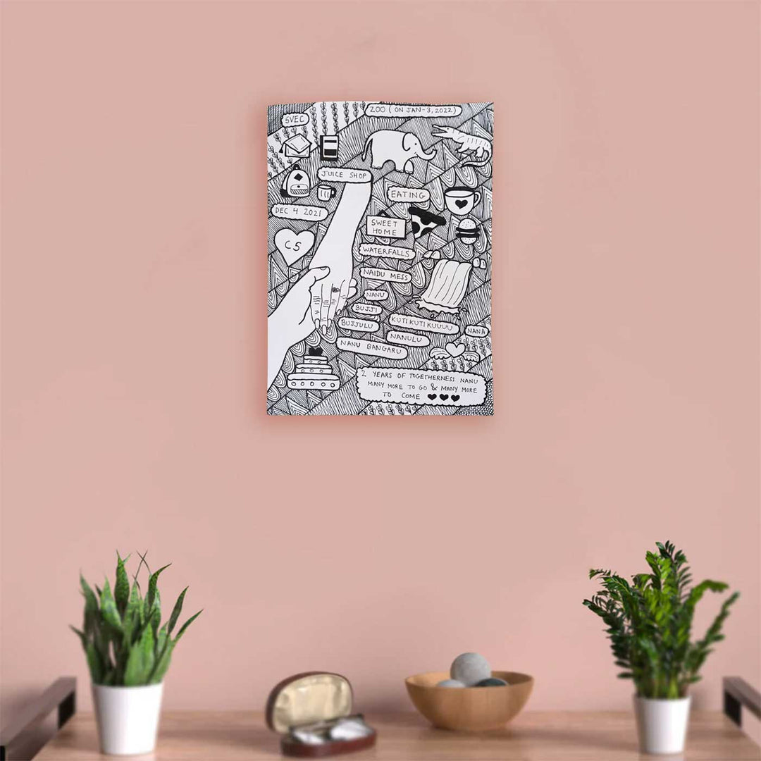 Photo Personalized Doodle Art Couples Black & White Decorative Plaque