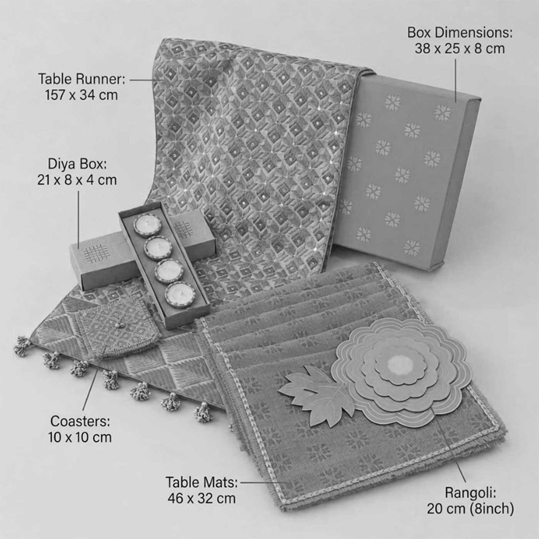 Orange Phulkari Diwali Table And Home Décor Medium Gift Hamper For Festive Gifting