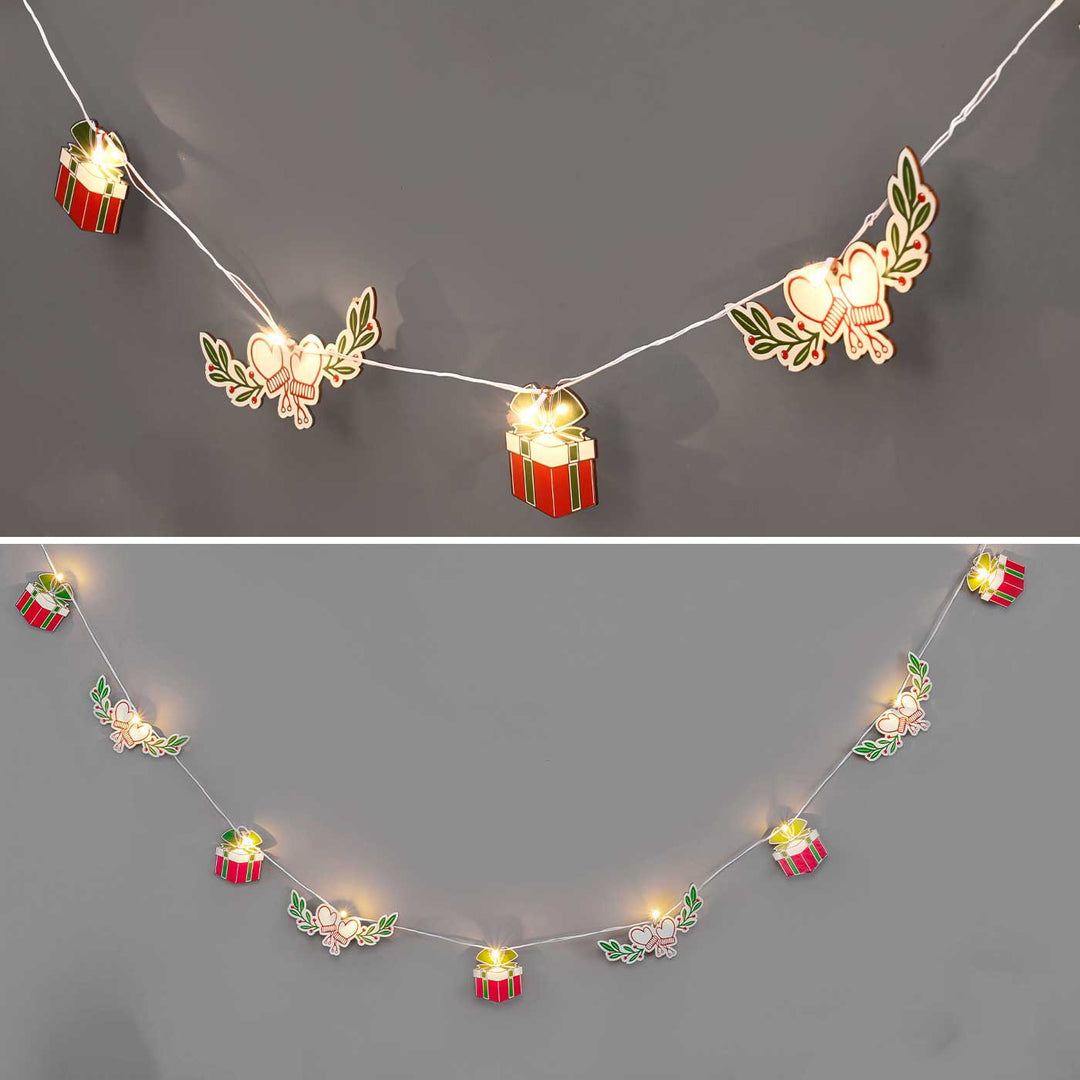 3 m, 14 Bulbs | Decorative Pine Wood Gift & Gloves LED Fairy Light