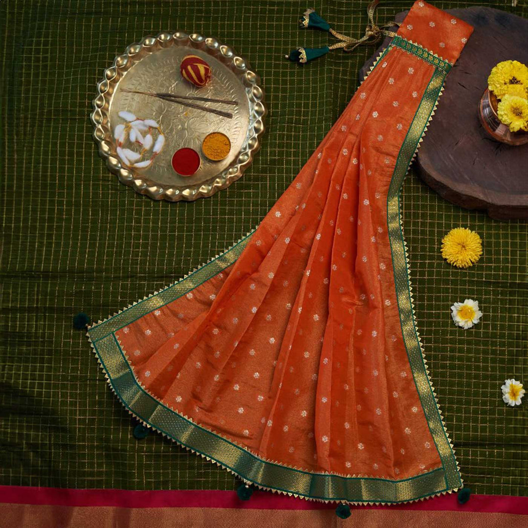 Traditional Pleated Gudi Vastra For Gudhi Padwa