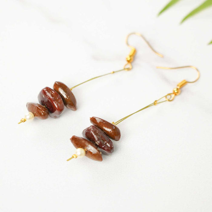 Handmade Brown Sitaphal & Tamarind Seed Earrings