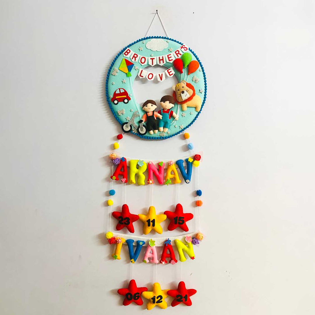 Personalized Handmade Car & Lion Theme Felt Kids Name Plate