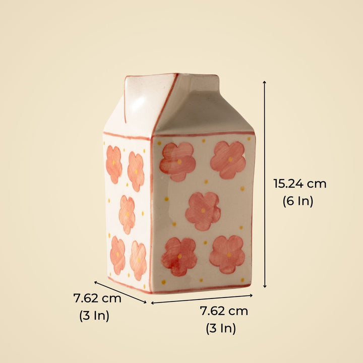 Handcrafted Aboli Milk Carton Shaped Vase / Jug