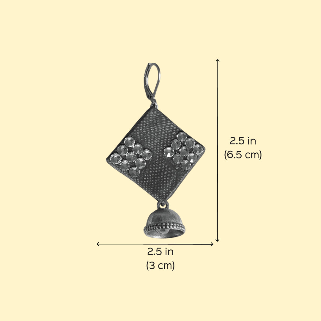 Handmade Crystal Embellished Gaji Silk Earrings