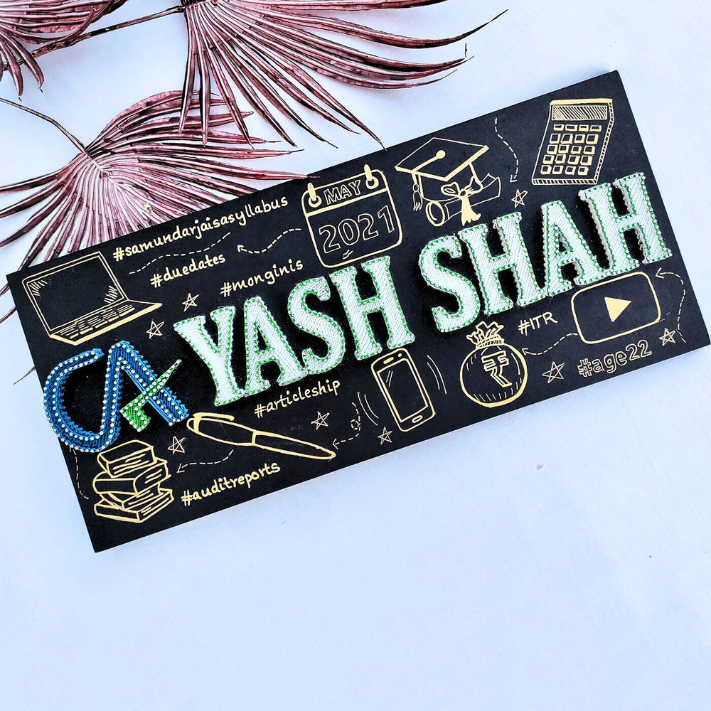 Personalised Ca String Art Name Plate - Name Personalization Example Flat Lay