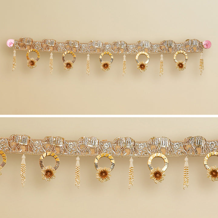 41 In | Handmade Golden Elephant Motif Toran