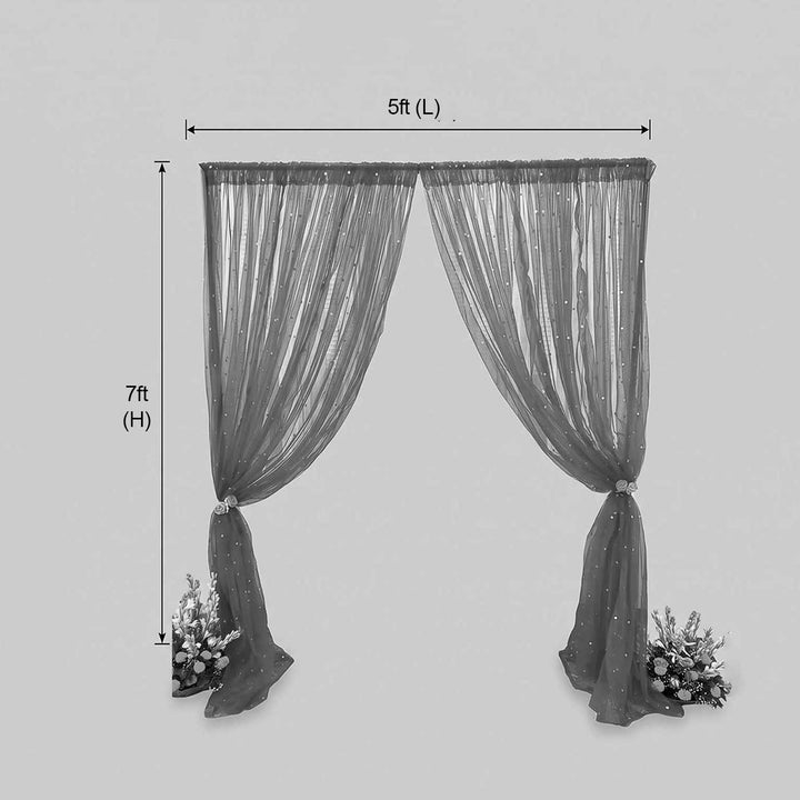 Orange Marigold Garland Backdrop Decor Kit With Stand & Off-White Drapes