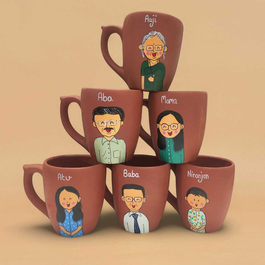 Hand-Painted Terracotta Mug For Father and Baby