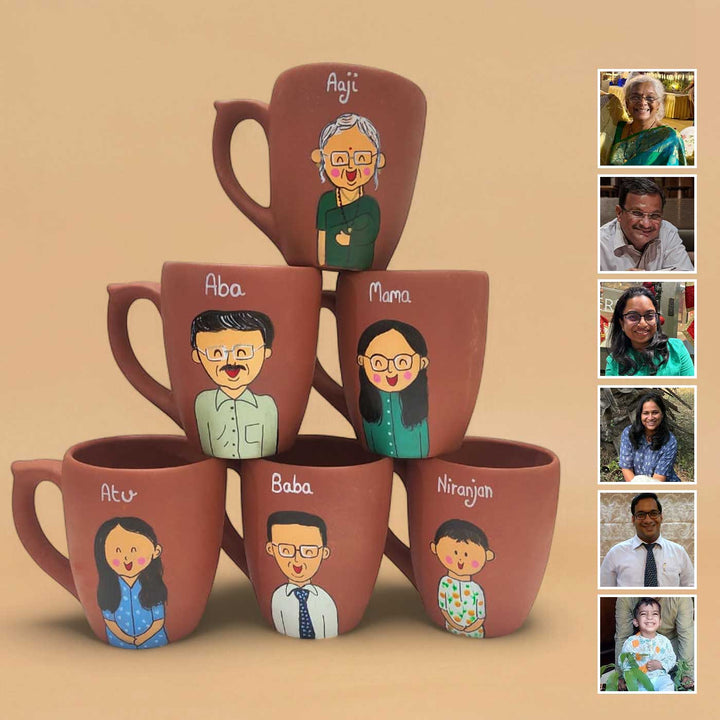 Hand-Painted Terracotta Mug For Father and Baby