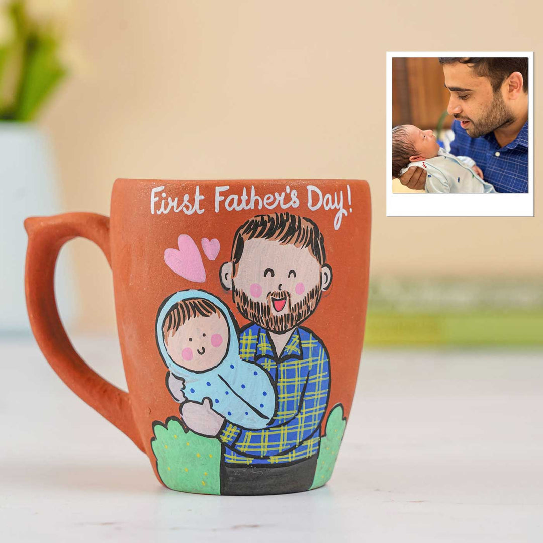 Handpainted Personalised 3D Terracotta Mug with Caricatures