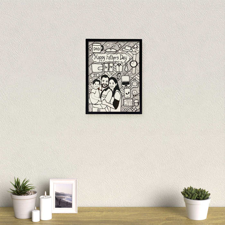 Photo Personalized Doodle Art Family Black & White Decorative Plaque