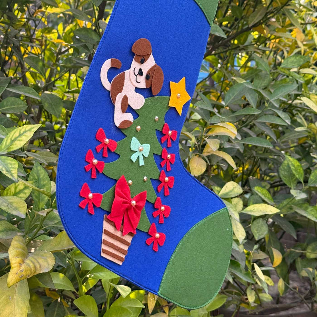 2 Pc | Personalized Handmade Pawsome Felt Stocking And Dog Ornament