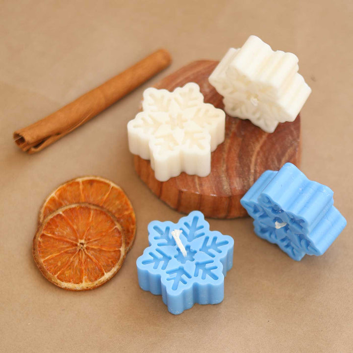 4 Pc | Handmade Snowflake Soy Wax Candles
