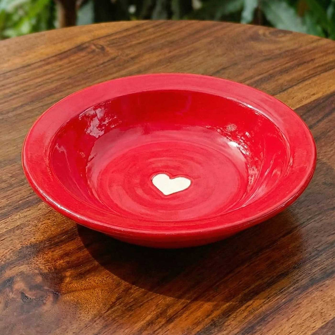 Handmade Cute Heart Motif Ceramic Plate