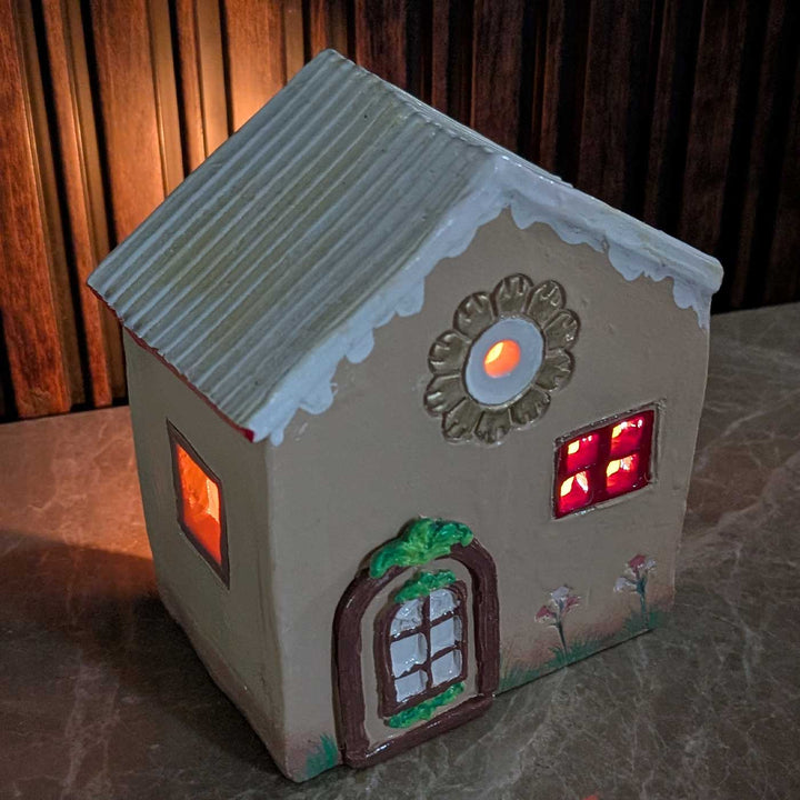 Handmade Dual Look Christmas House Tealight Holder