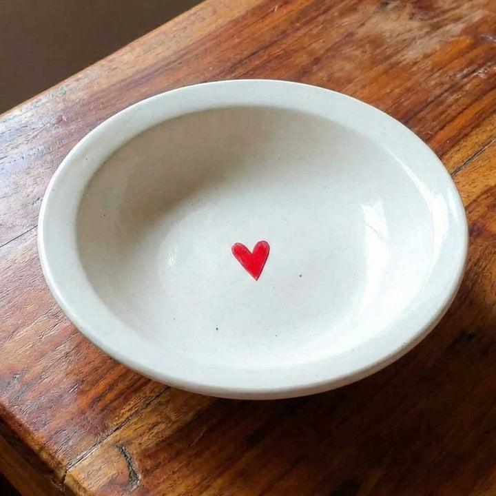 Handmade Cute Heart Motif Ceramic Plate