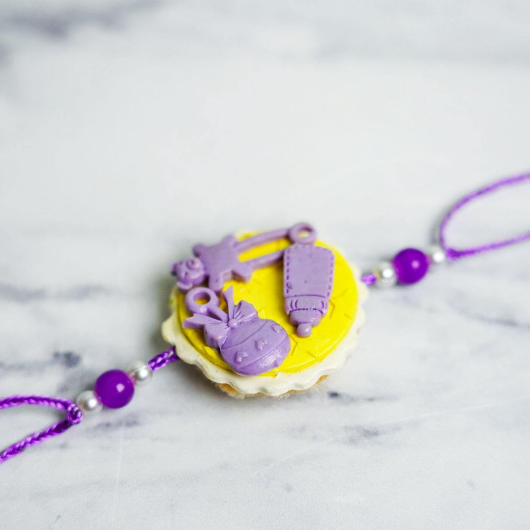 Handmade Porcelain Clay Themed Rakhi 10 - Close-up Front View (6)