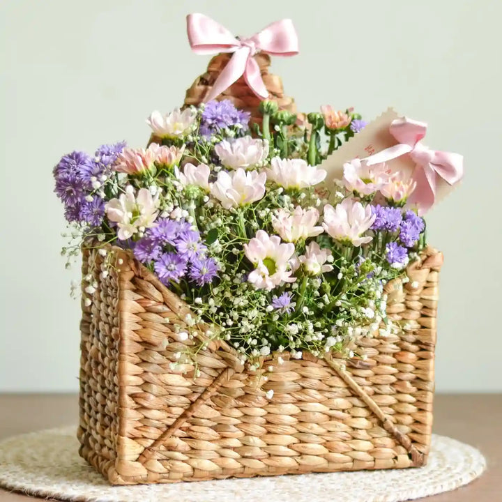 Handmade Crochet Envelope Water Hyacinth Basket