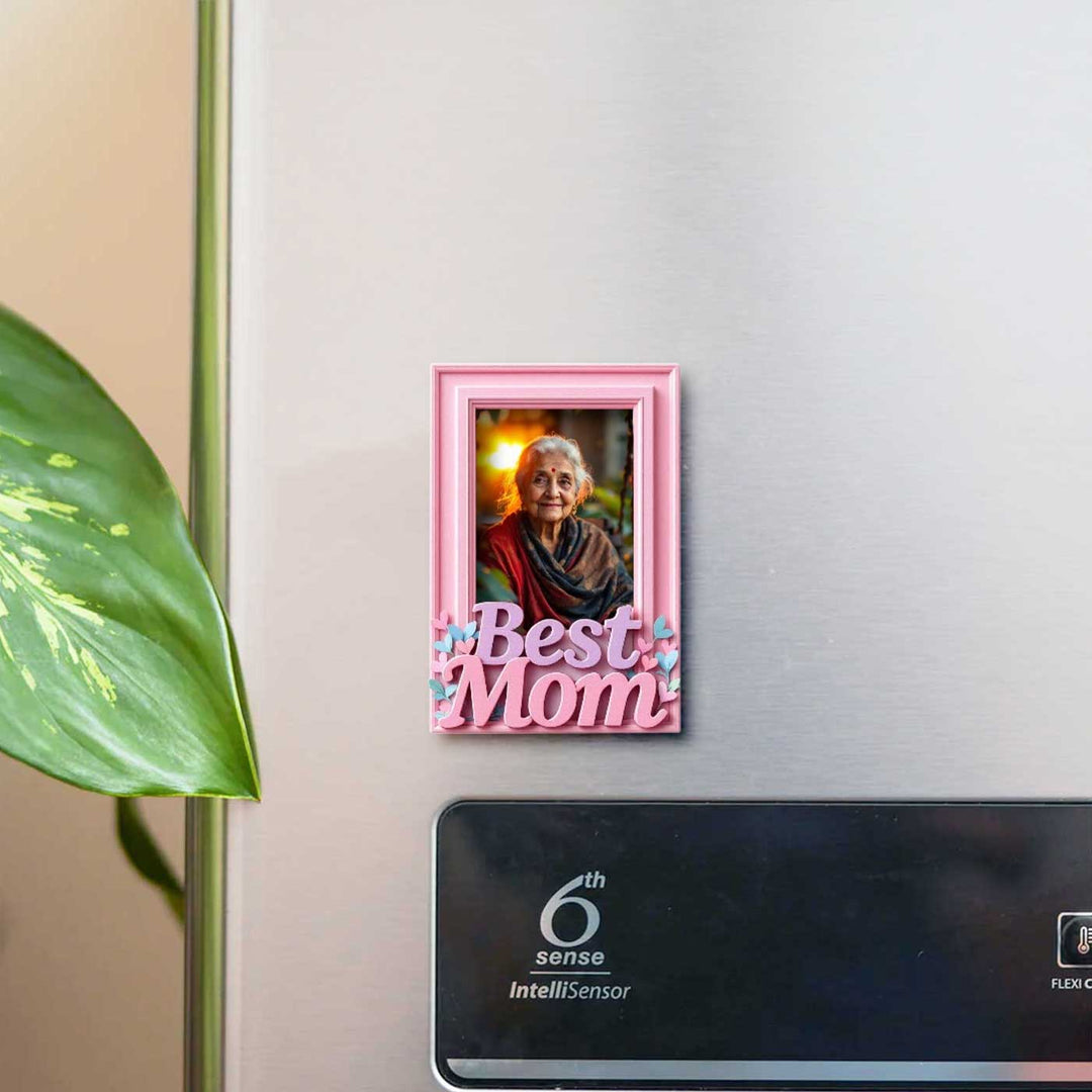 Printed "Best Mom" Polaroid Theme Acrylic Fridge Magnet