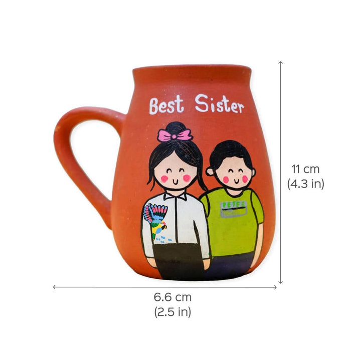 Personalized Best Sister Terracotta Mug And Rakhi Set - Mug Dimension Chart