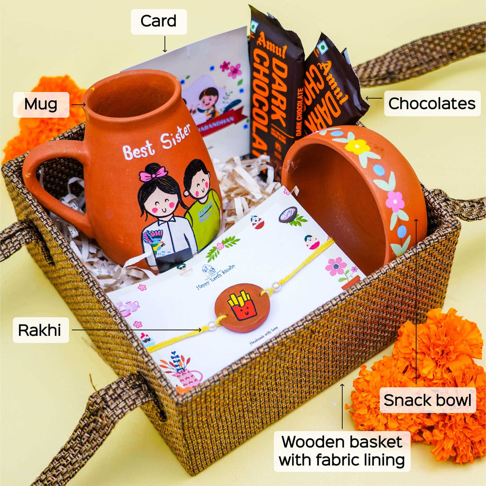 Personalized Terracotta Rakhi Hamper With Caricature 4 - Labeled Product Components